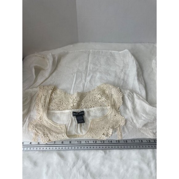 Wet Seal Lace Trimmed Long Sleeve Blouse White Vintage Cottagecore Y2K Romantic - Picture 8 of 9